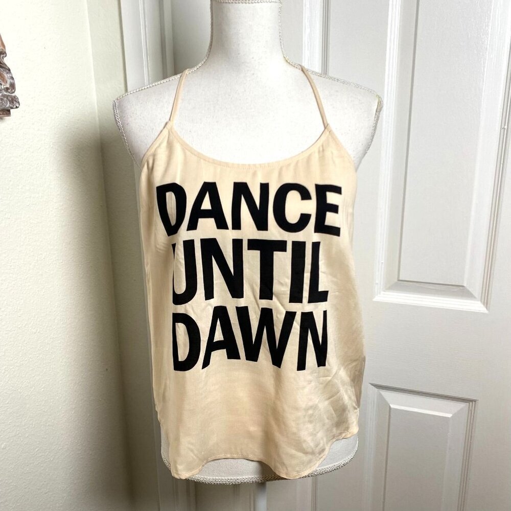 Divided Dance Until Dawn Strappy Graphic Camisole Top Size 6 Cream Black - Picture 6 of 8